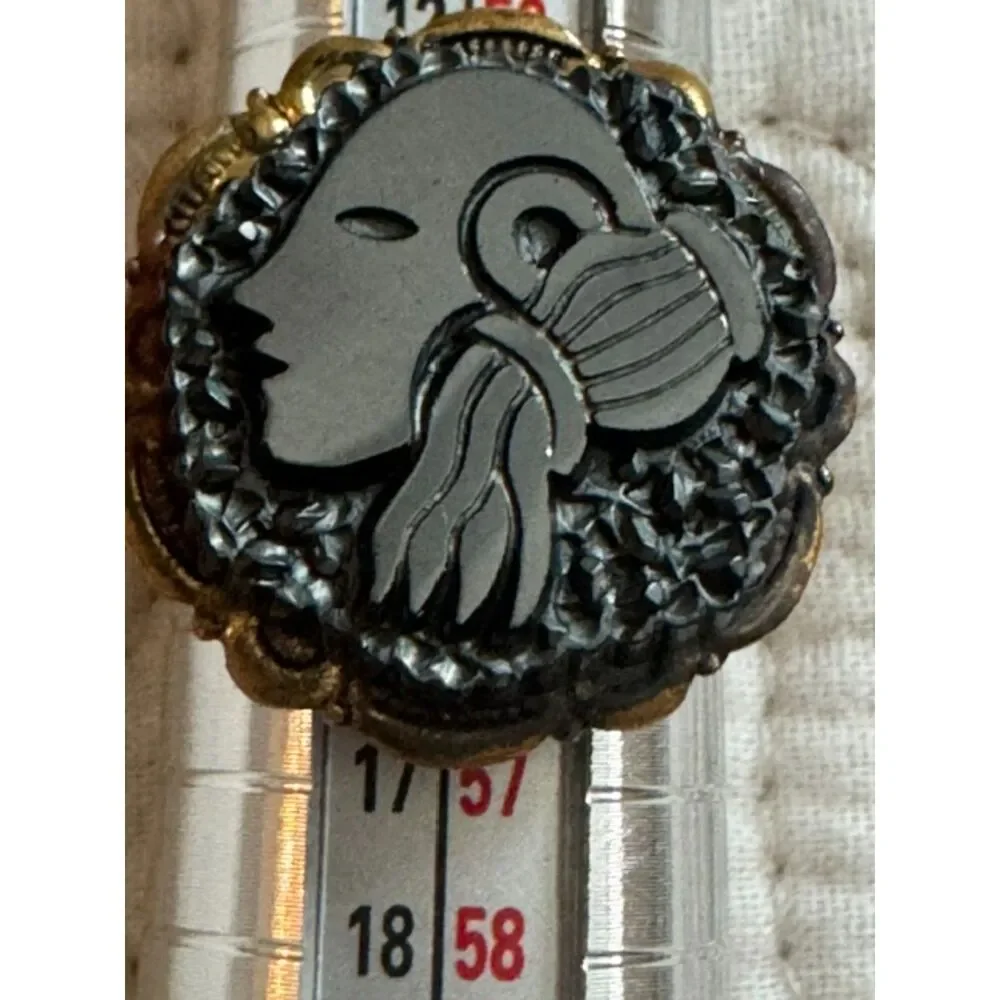 Vintage 1950s West Germany molded glass cameo ring, adjustable.